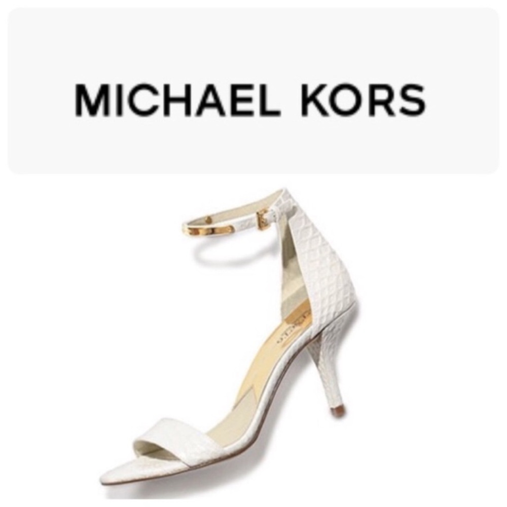 Michael Kors White Stiletto Heels with Gold Buckle